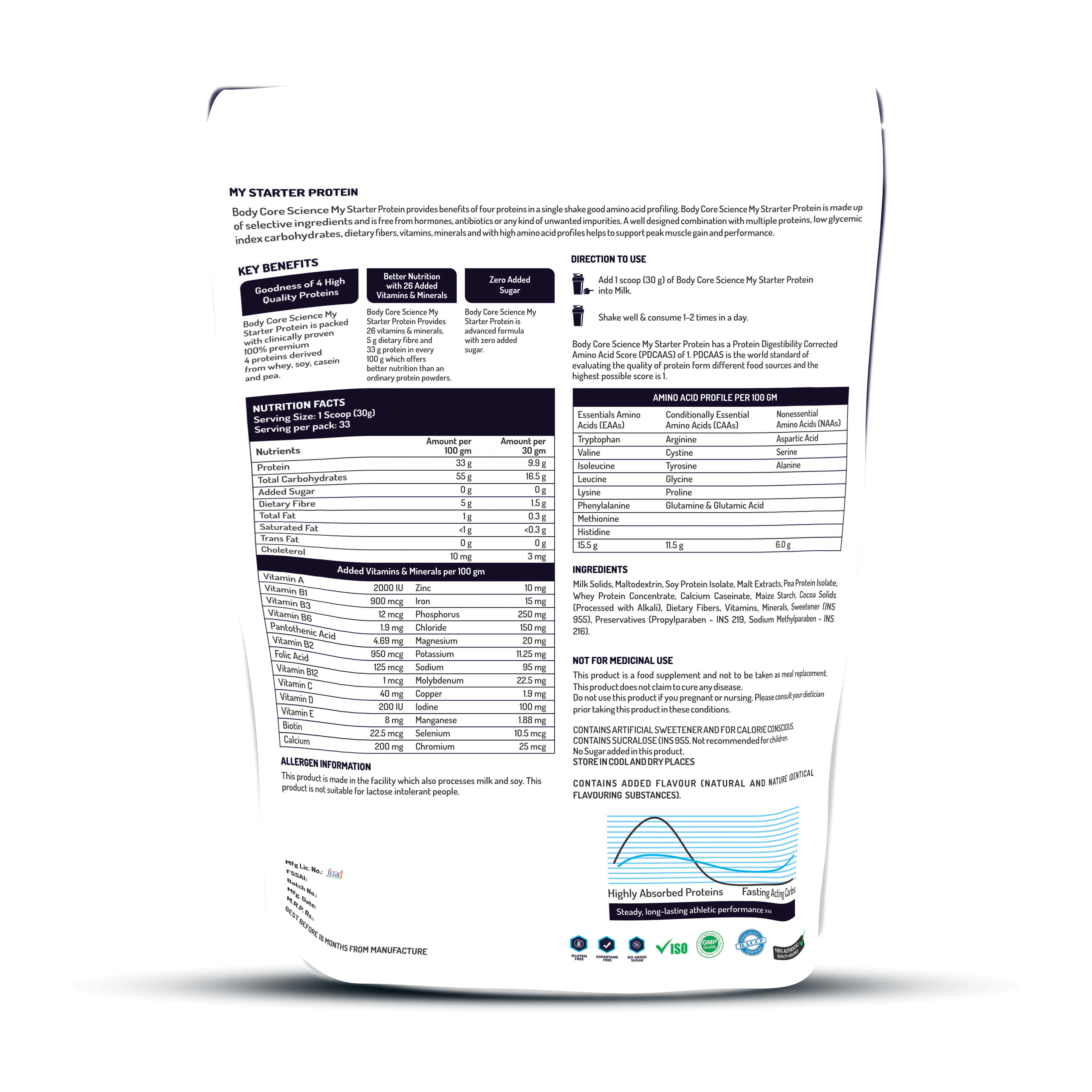 Bcs 1 Kg Chcolate Flavoured My Starter Protein Dosage Form: Powder