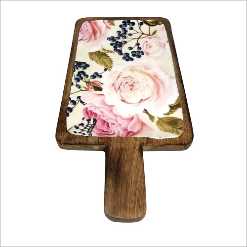 Printed Serving Platter - Wood And Others, 8 X 17 X 1 Inches | Multicolor Design For Elegant Serving And Presentation