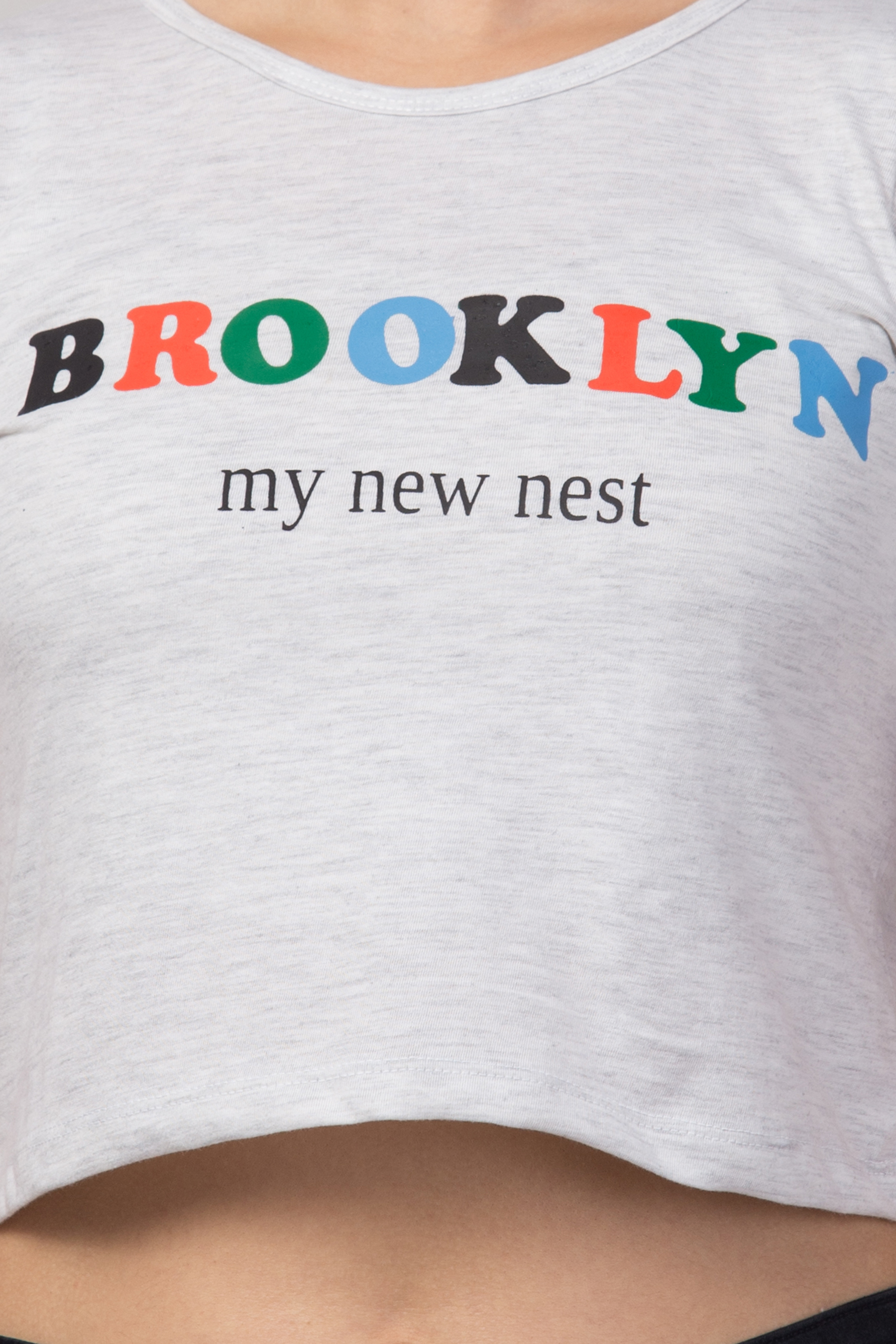 Ladies Grey Crop T-shirt For Girls & Women