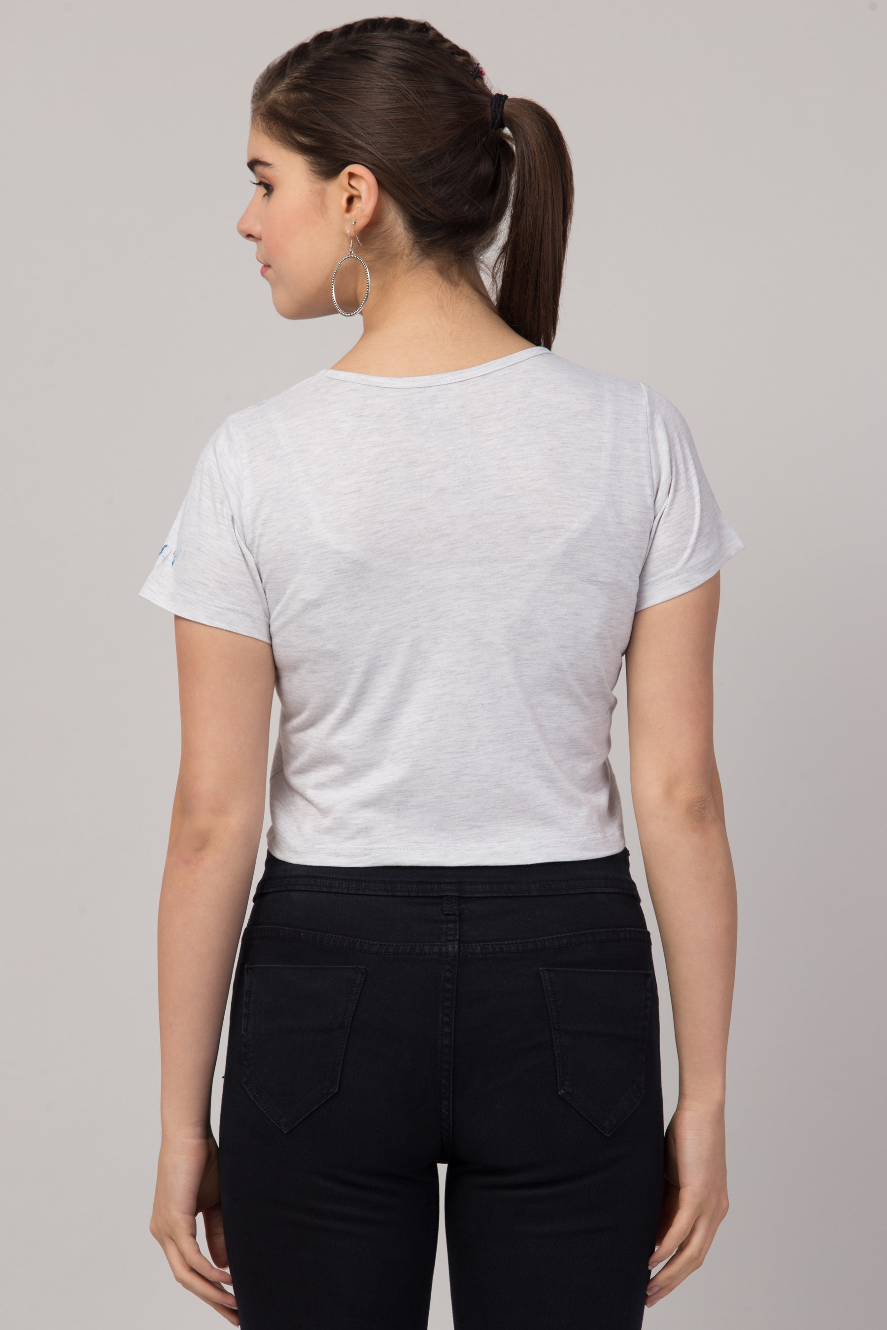 Ladies Grey Crop T-shirt For Girls & Women