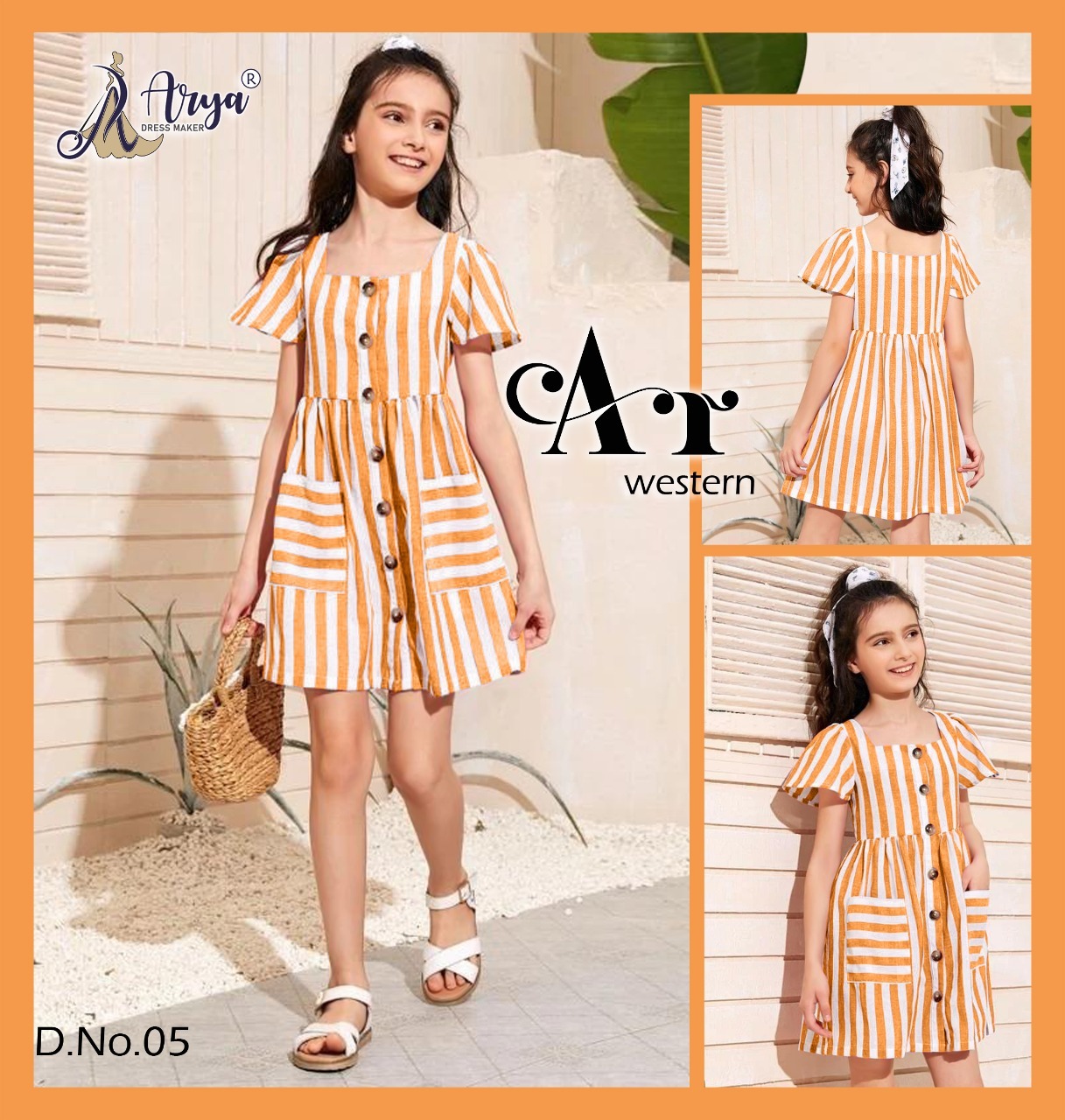 Kids Western Wear A-t Western - Rion Printed Fabric, Sizes 5 To 12 Years (23" To 34") | Washable, Stylish Design For Girls