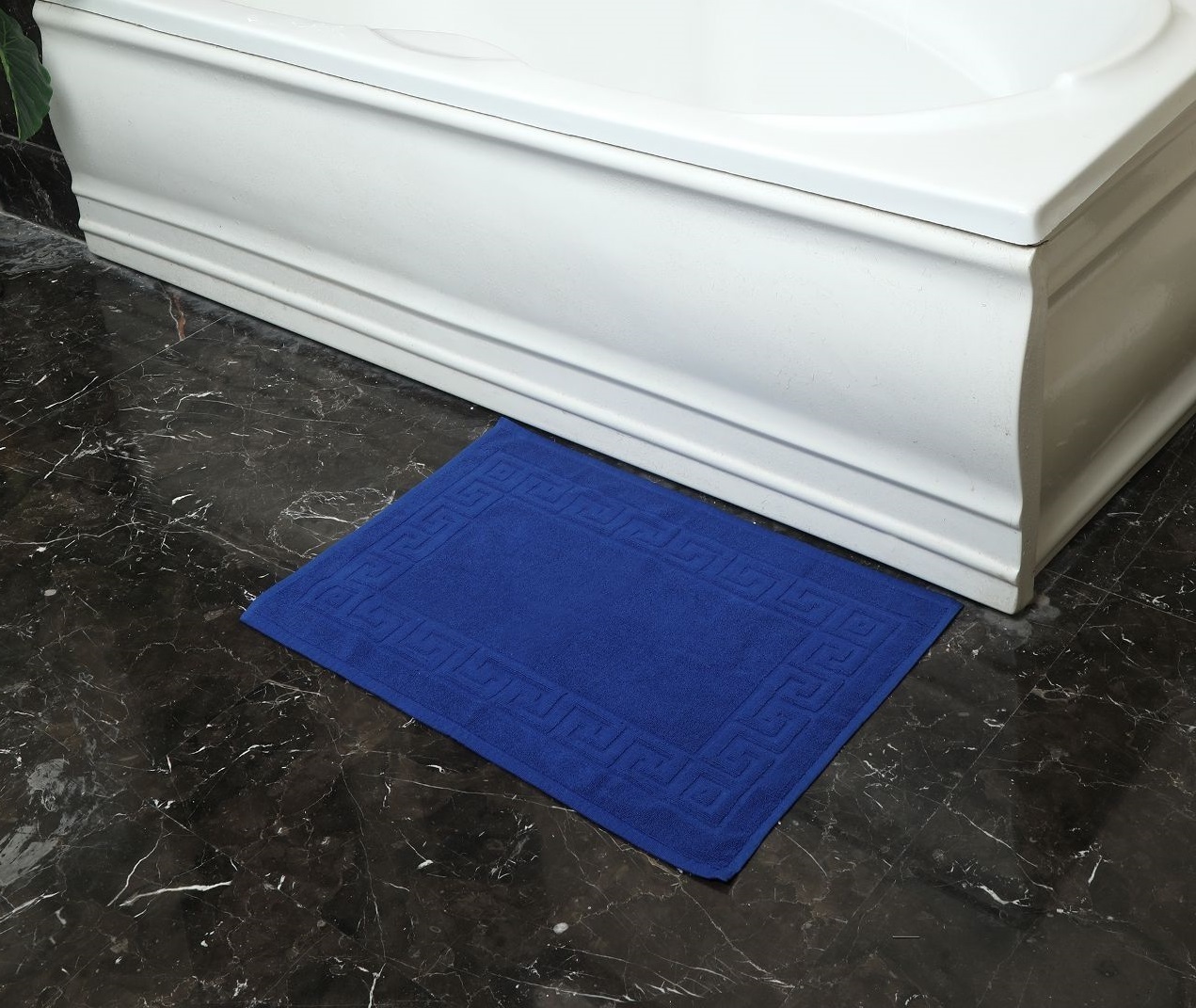 Divine Overseas - Cotton Bath Mat 20" X 30", Royal Blue Color, Solid Pattern, Washable, Hand Washable, Home Use