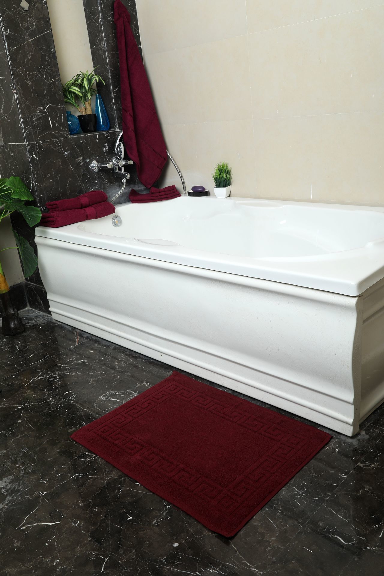 Divine Overseas - Soft Cotton Bath Mat | 20" X 30", Solid Color Brown, Rectangle Shape, Washable, Hand Washable