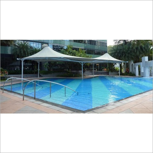 White Swimming Pool Tensile Cover - Material: Steel