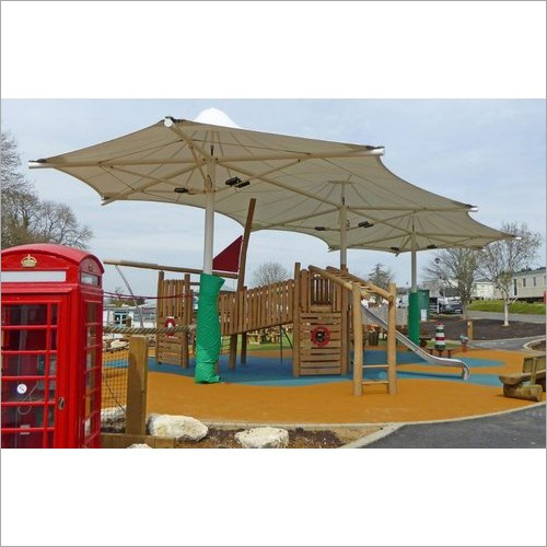 Play Area Tensile Membrane Structure - PVC Coated Fabric, Waterproof Modular Design, White Steel Frame