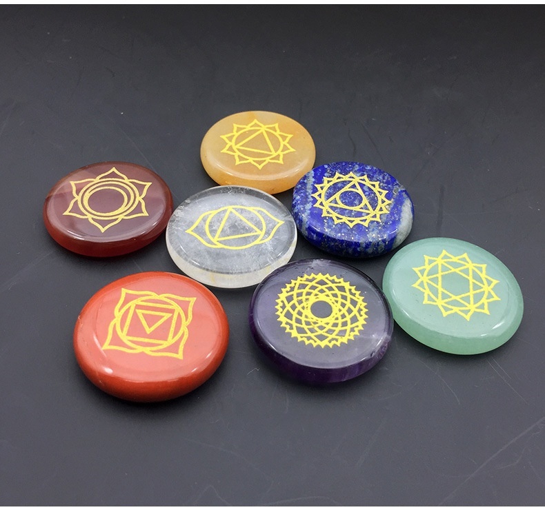 7 Chakra Palm Stone Set Grade: Aaa