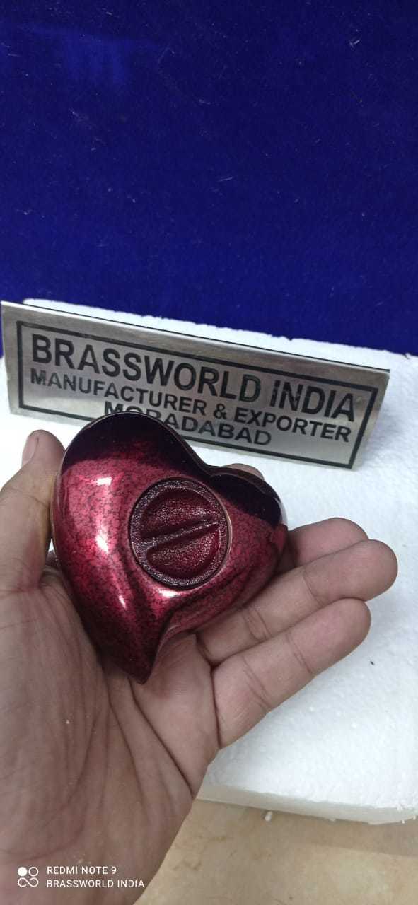 Brass Red Heart With Golden Engraved Stand Keepsake Urn