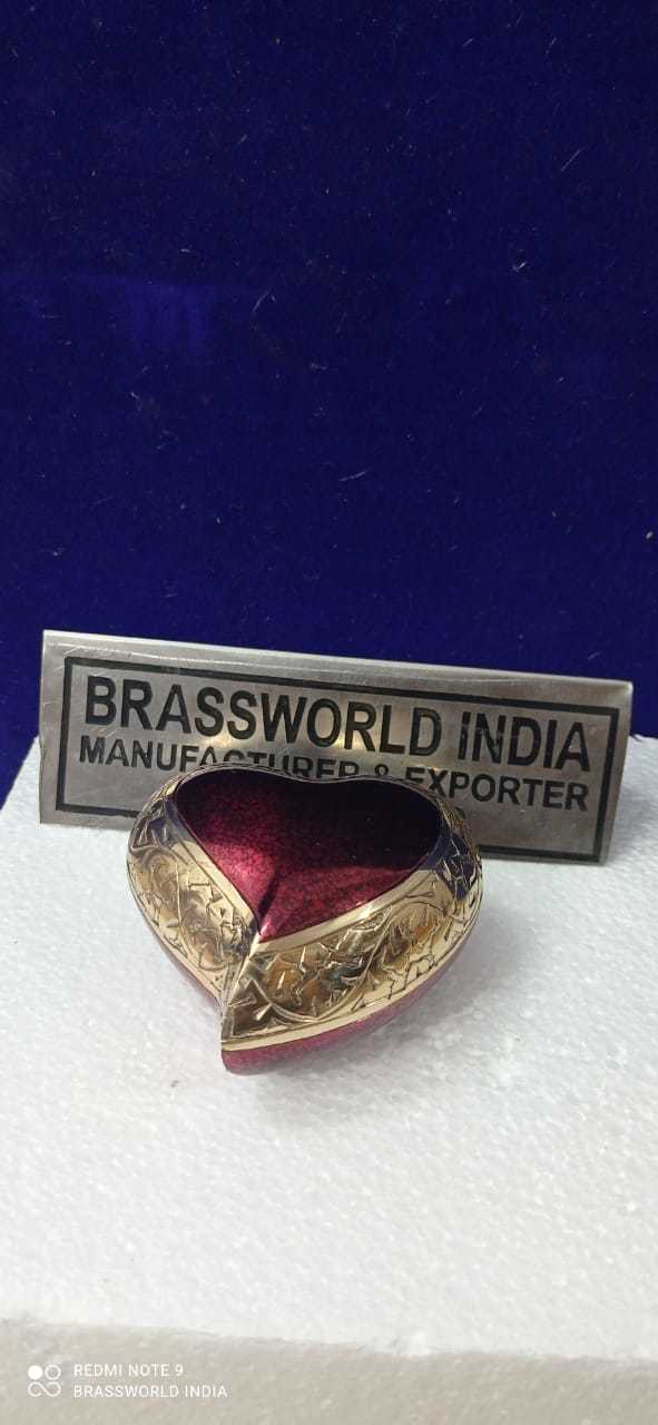 Brass Red Heart With Golden Engraved Stand Keepsake Urn