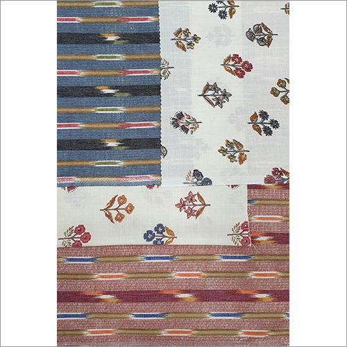 Multicolor Rayon Two Tone Slub Prints With Lurex Fabric