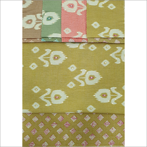 Multicolor Rayon Two Tone Slub Prints With Lurex Fabric