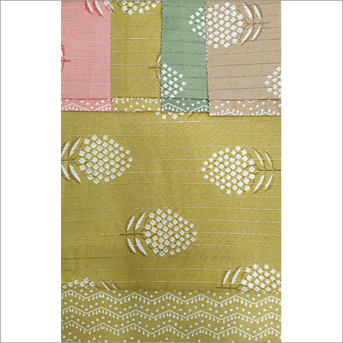 Multicolor Rayon Two Tone Slub Prints With Lurex Fabric