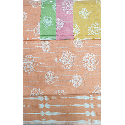 Multicolor Rayon Two Tone Slub Prints With Lurex Fabric
