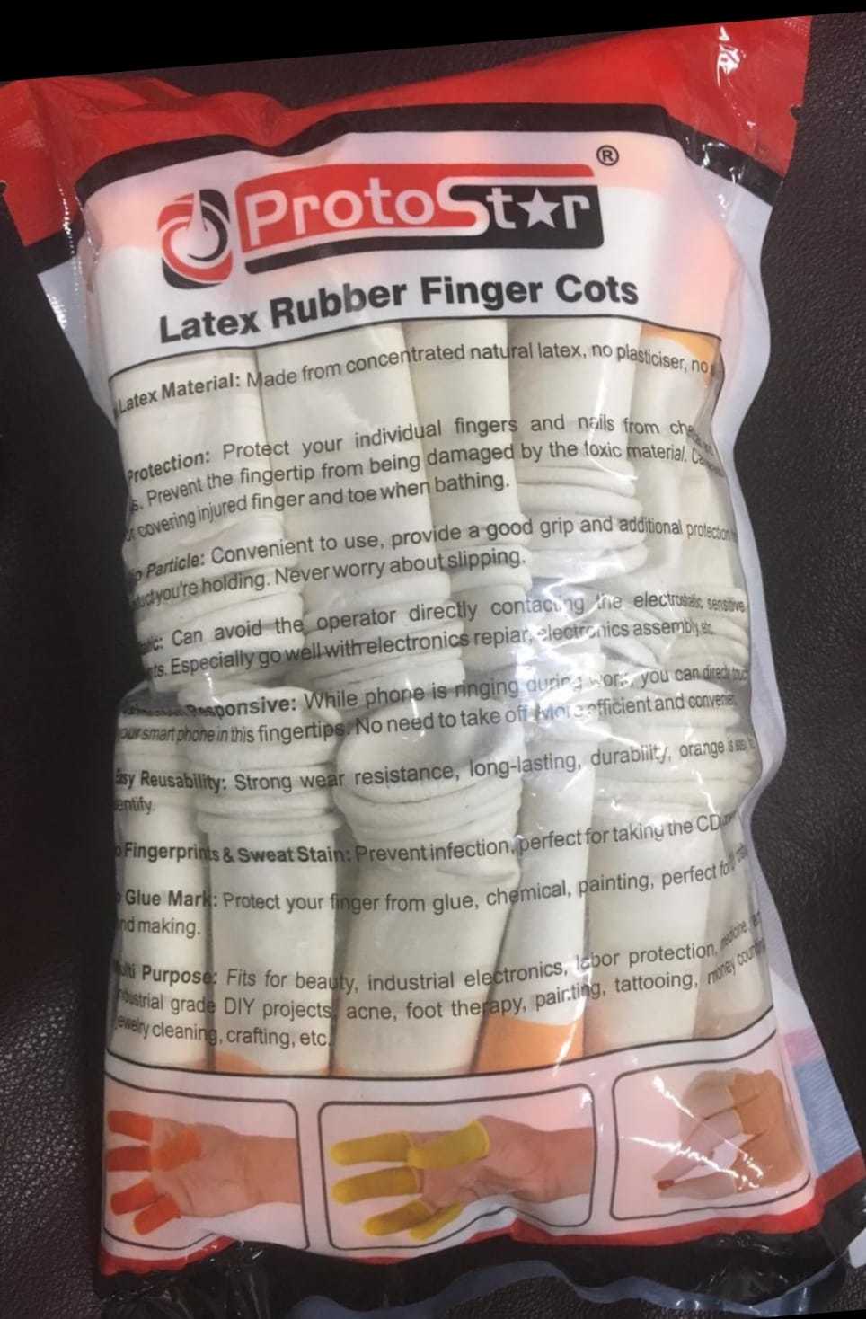 Latex Rubber Finger Cots - Rubber, White Color | Protects Fingertips, Ideal For Use Over Plasters And Dressings, Unisex, 1 Year Warranty