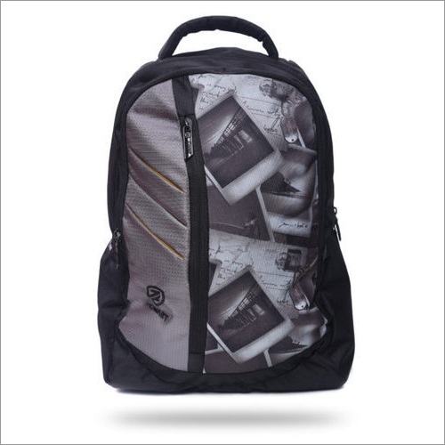 ब्लैक प्रिंटेड स्कूल बैग