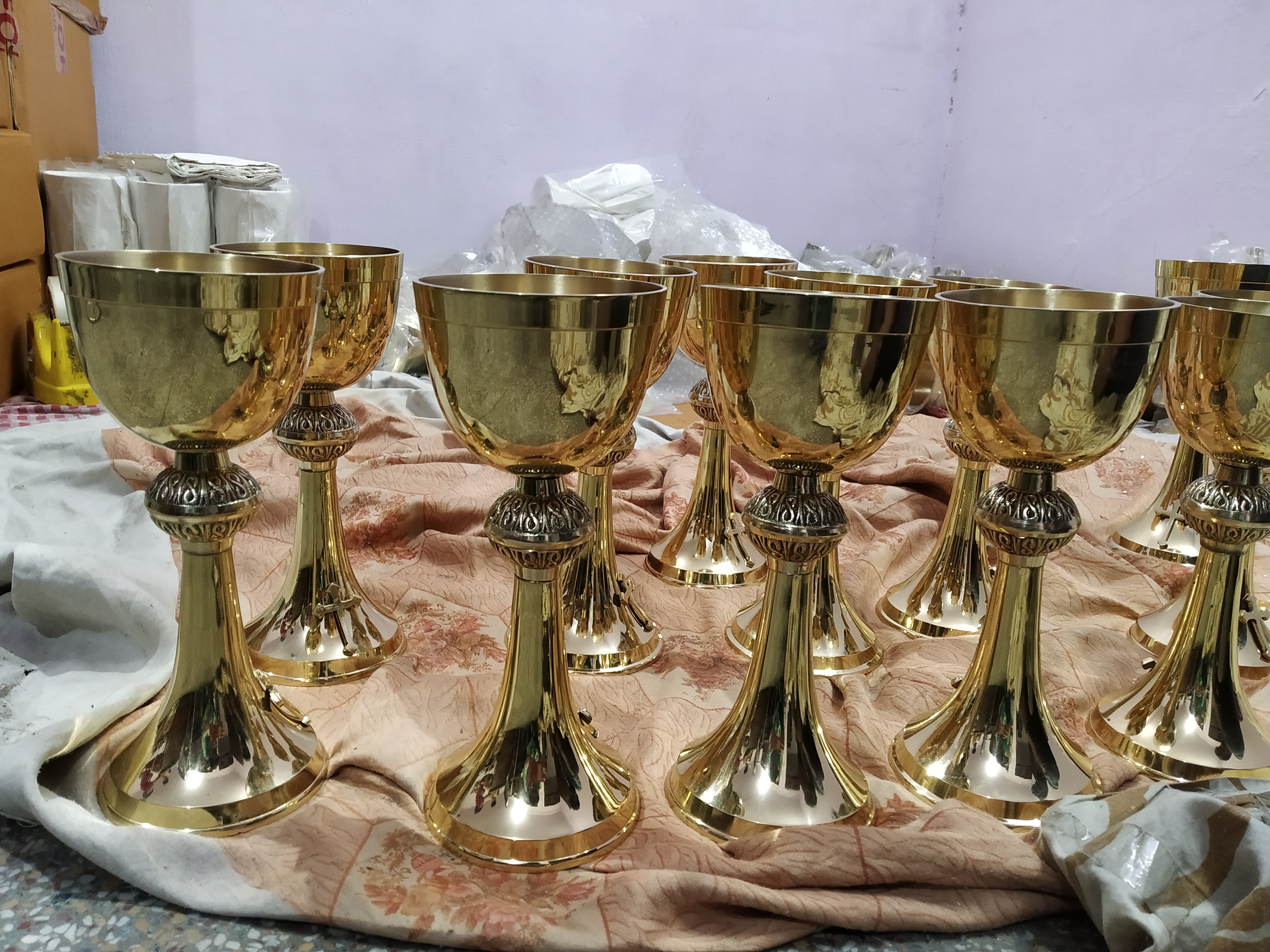 Brass Polished Chalice And Paten Church Supplies