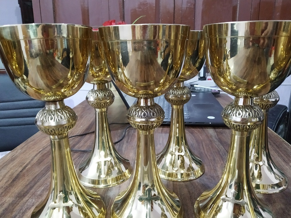 Brass Polished Chalice And Paten Church Supplies