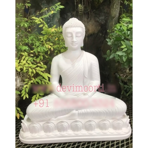 सफेद संगमरमर की बुद्ध प्रतिमा की ऊँचाई: 12 इंच (इंच)
