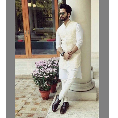 White Mens Nehru Jacket