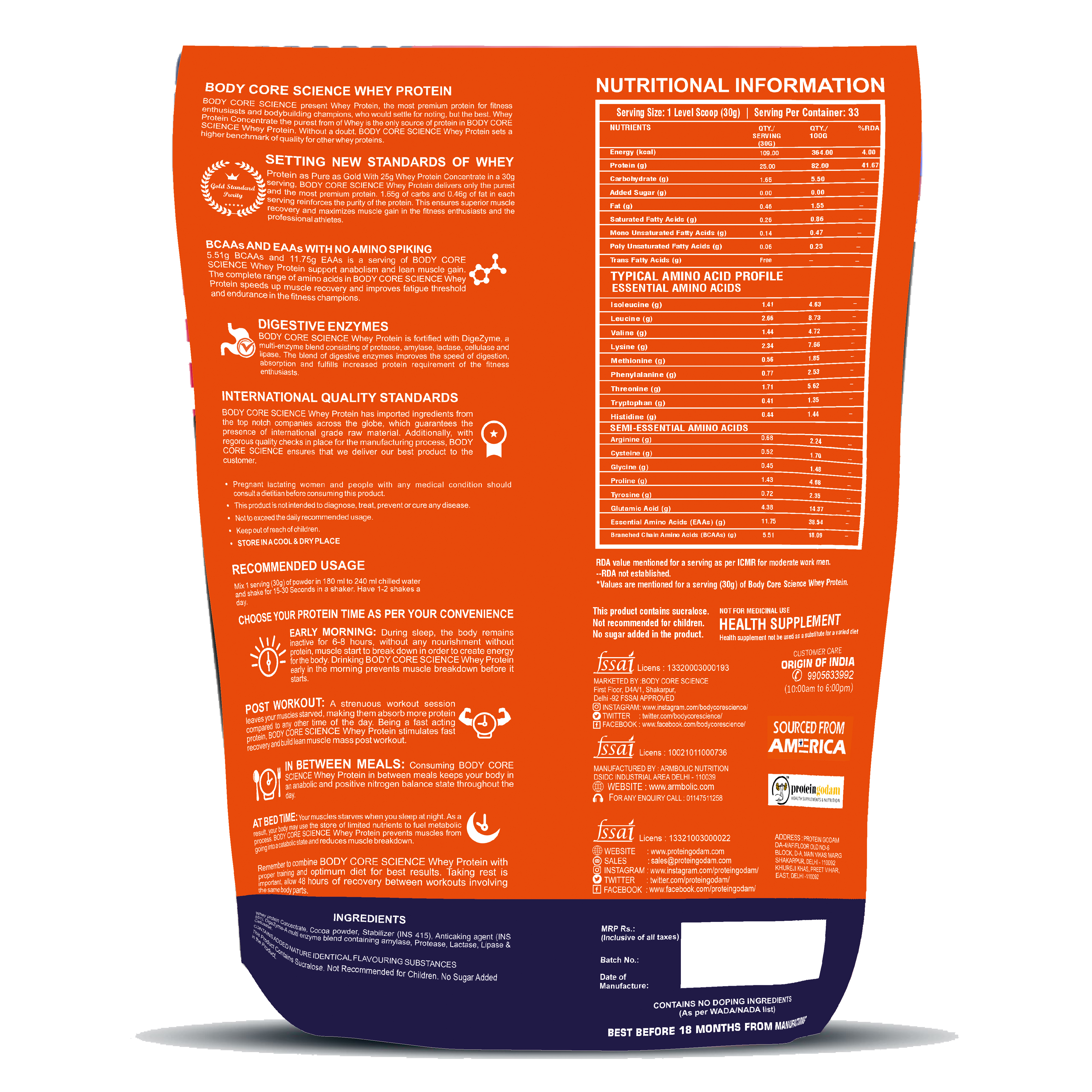 Bcs High Whey Protein Chocolate Dosage Form: Powder