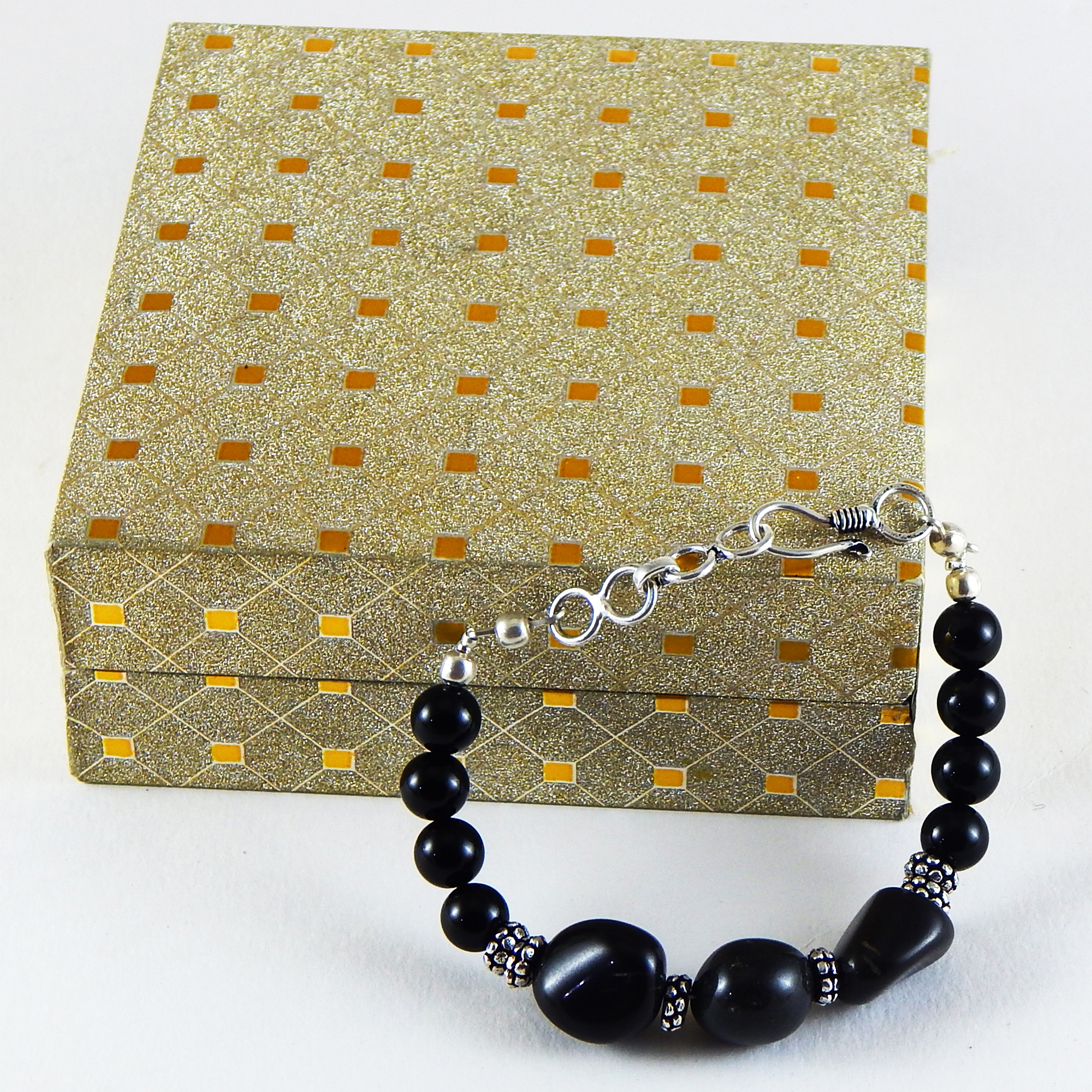 Health Gemstone Black Agate Root Chakra Bracelet