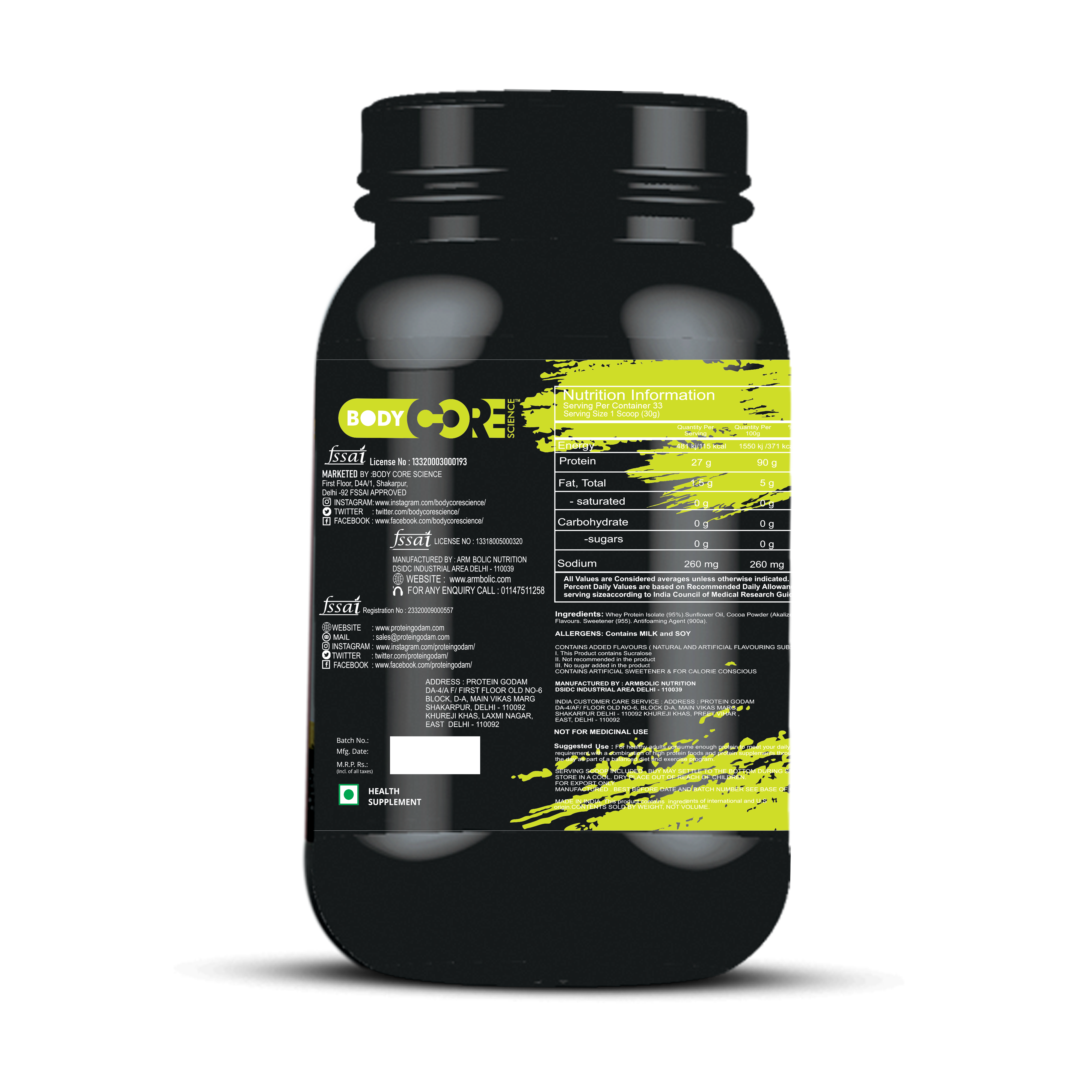 Strawberry Bcs Whey Isolate Green-1kg Dosage Form: Powder