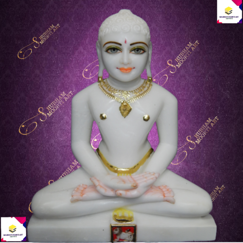 Mahaveer Jain Statue - Marble, Sizes From 3 Inches To 6 Feet | Curved, Painted, Polished, Ideal For Home Decoration And Religious Activities