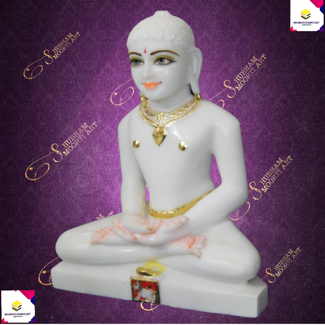 Mahaveer Jain Statue - Marble, Sizes From 3 Inches To 6 Feet | Curved, Painted, Polished, Ideal For Home Decoration And Religious Activities