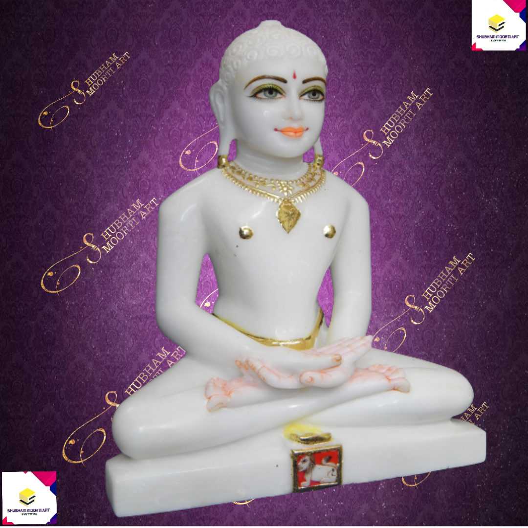 Mahaveer Jain Statue - Marble, Sizes From 3 Inches To 6 Feet | Curved, Painted, Polished, Ideal For Home Decoration And Religious Activities