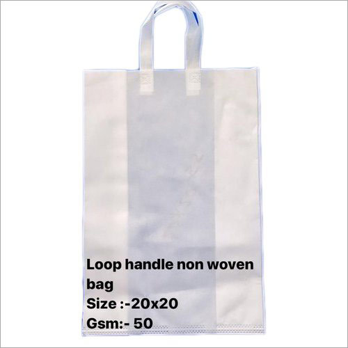 50 GSM 20 x 20 Inch White Non Woven Loop Handle Bag