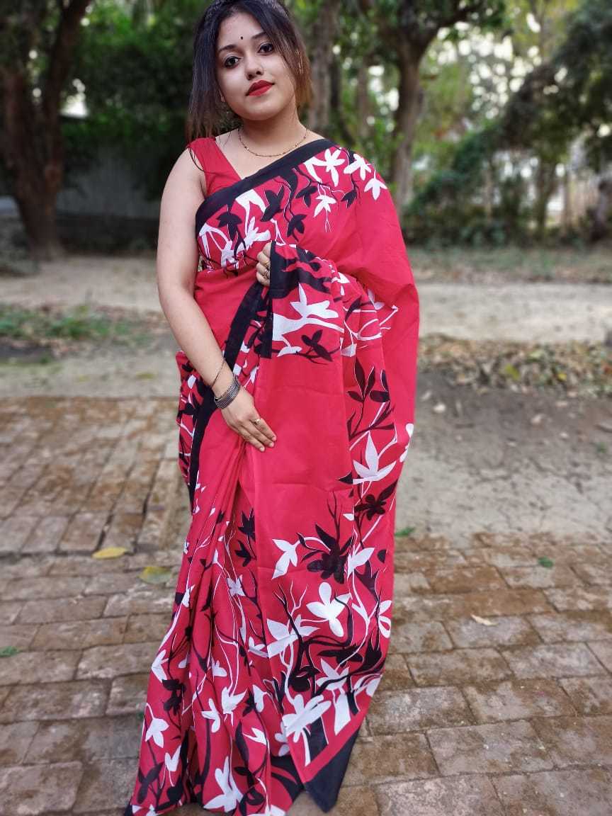 Blue. Screen Print Saree