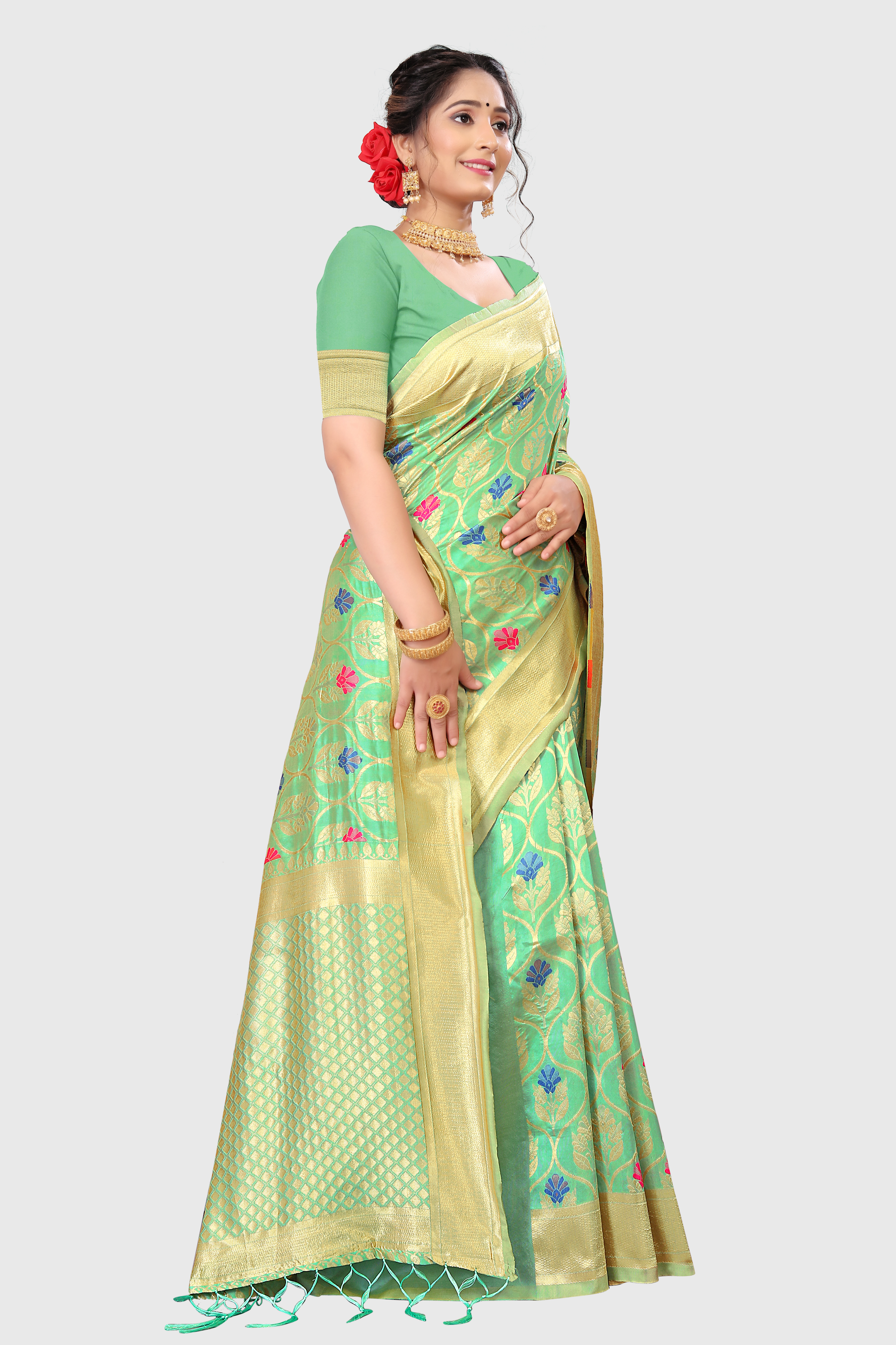 Pista Indian Jacquard Saris