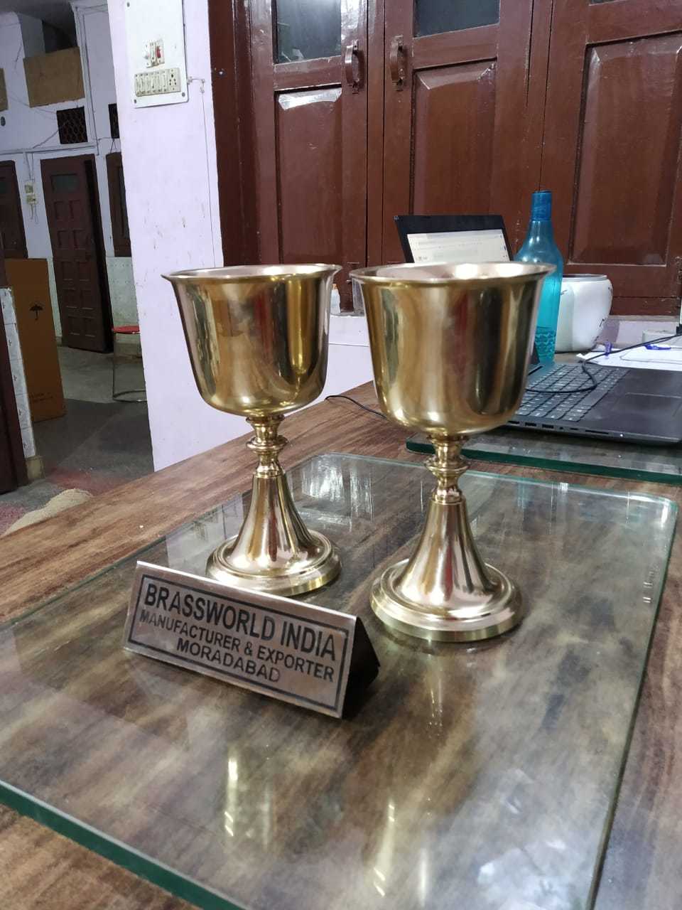 Brass Classic Shining Chalice With Paten Church Supplies