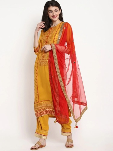 Mustard Women Kurta Pant Set