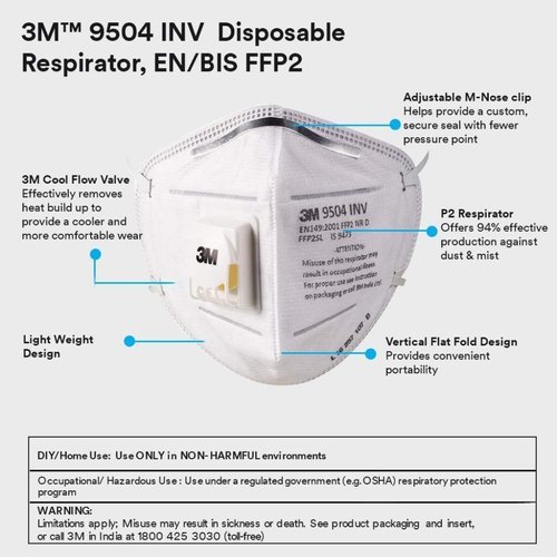 3M 9504Inv Dust Respirator Ffp2 Gender: Unisex