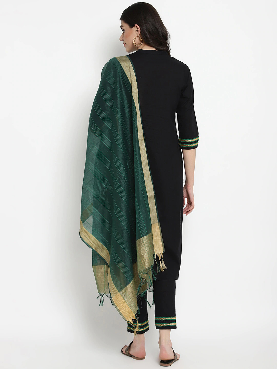 Black Kurta Pant Set With Dupatta