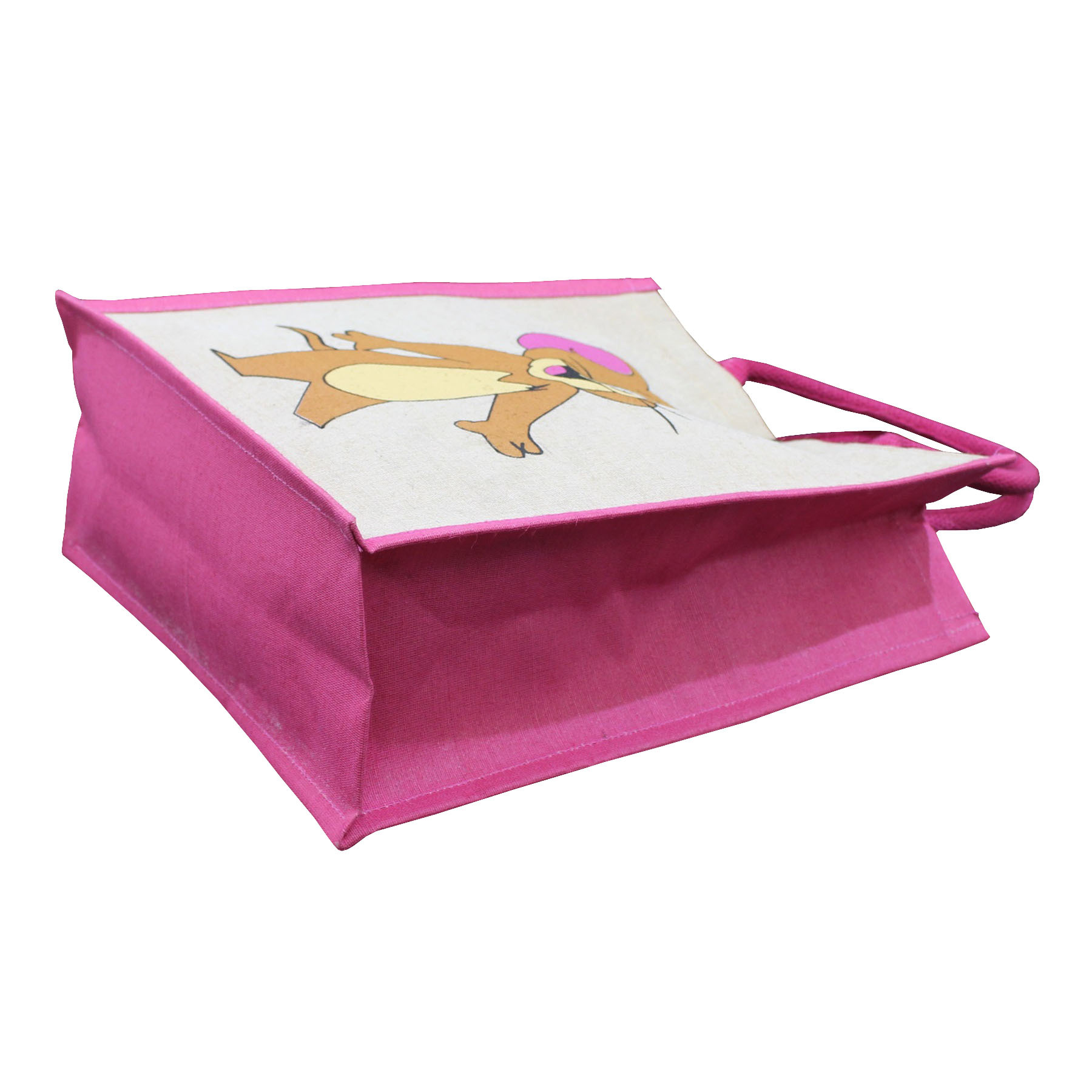 Pp Laminated Juco Fabric Tote Bag - 35x35x15 Cm, Padded Rope Handle, Eco-friendly, Re-usable Design, Top Button Closure, 220 Grams Weight, Customized Printing Option