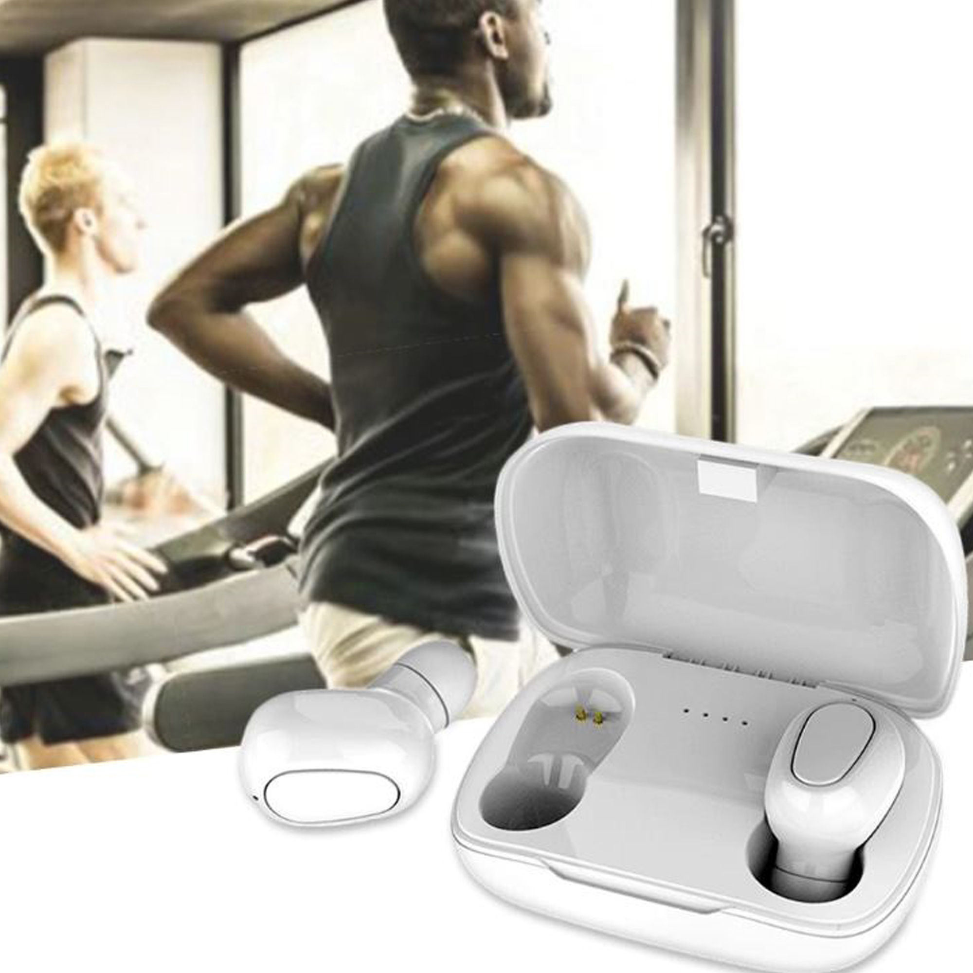 Tws L21 Bluetooth Wireless Headset - Abs Material, Lightweight Design, Black & White Colors | Bluetooth 5.0, Noise Isolation, 8-hour Playback, Comfortable Fit, Multiple Ear Tips