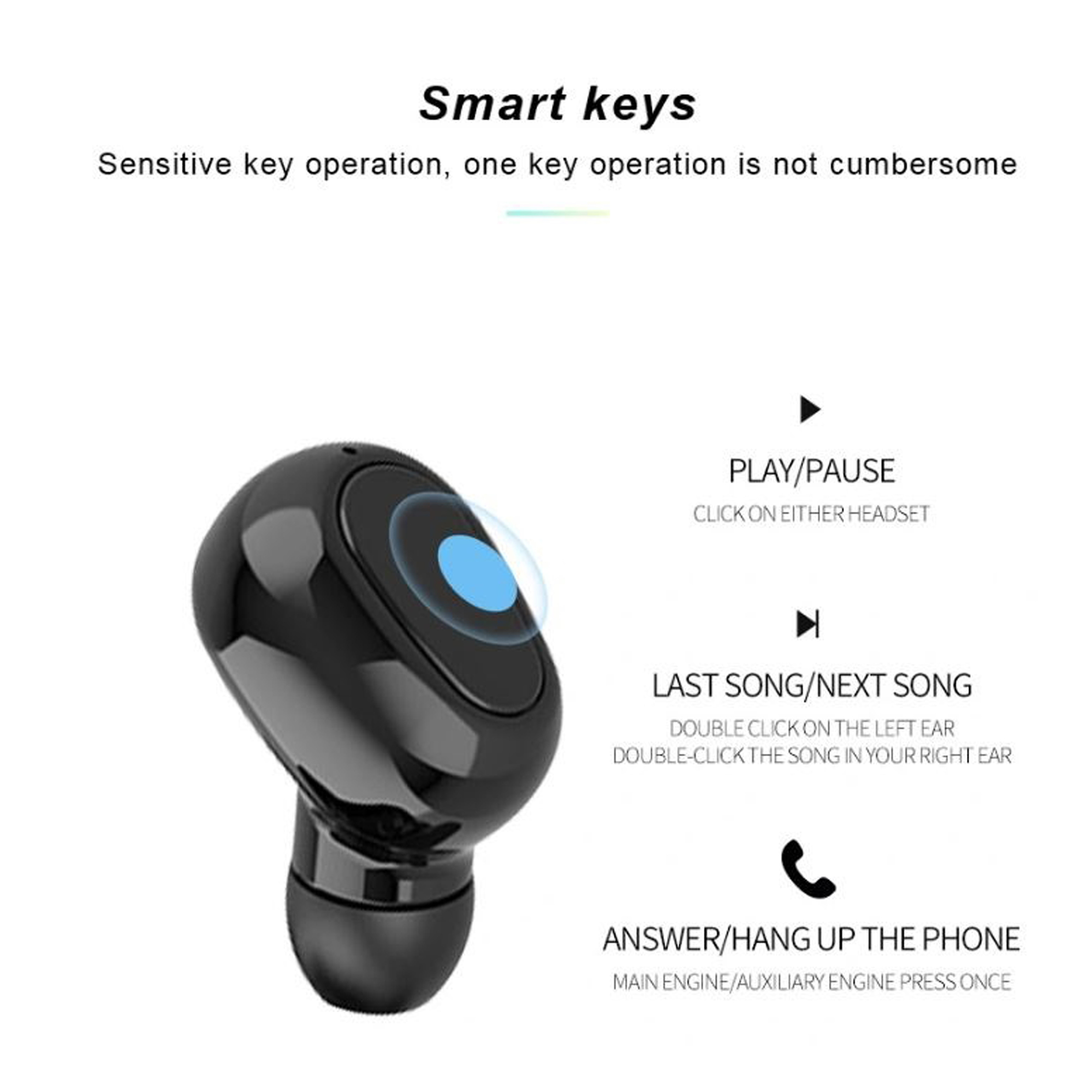 Tws L21 Bluetooth Wireless Headset - Abs Material, Lightweight Design, Black & White Colors | Bluetooth 5.0, Noise Isolation, 8-hour Playback, Comfortable Fit, Multiple Ear Tips