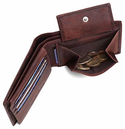 Genuine Leather Wallet - Free Size, Brown Bi-fold Fashion Style For Men