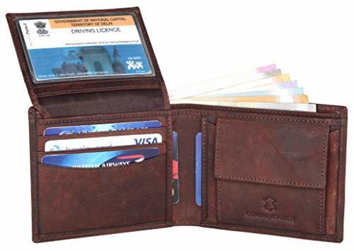Genuine Leather Wallet - Free Size, Brown Bi-fold Fashion Style For Men