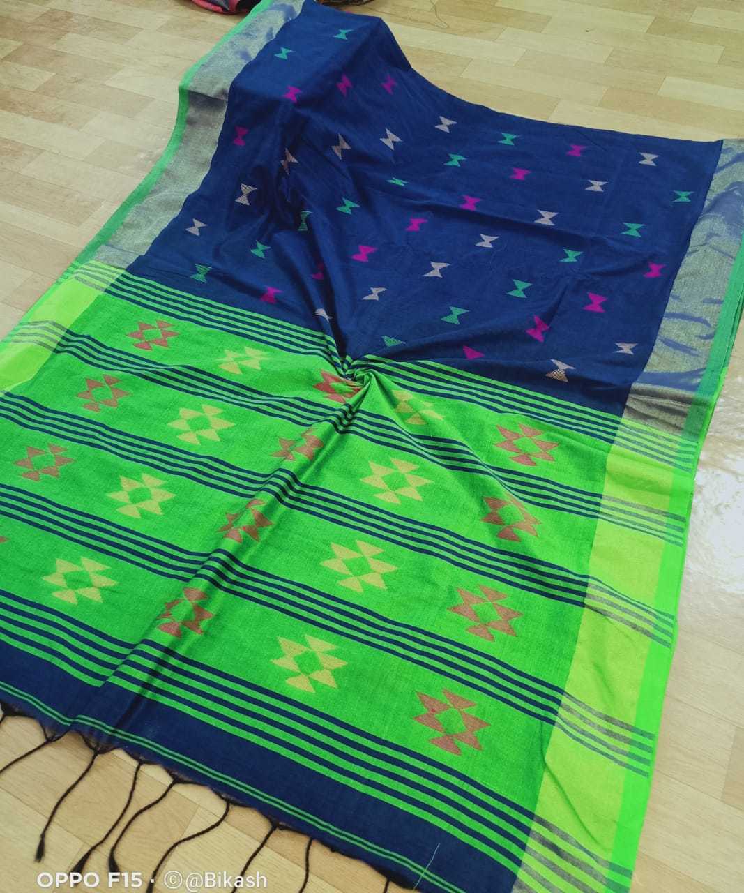 Cotton Silk Designer Saree - Lightweight Green Woven Fabric, Party Wear With Blouse Piece, Bangali Style For All Seasons