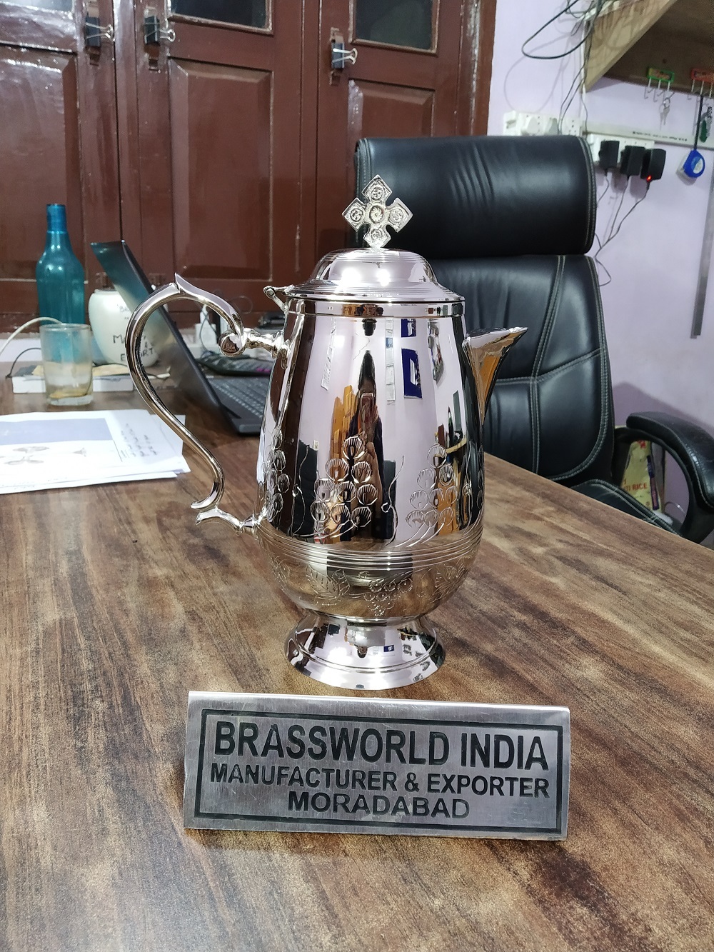 Brass Silver Communion Jug Engraved With Cross Church Supplies