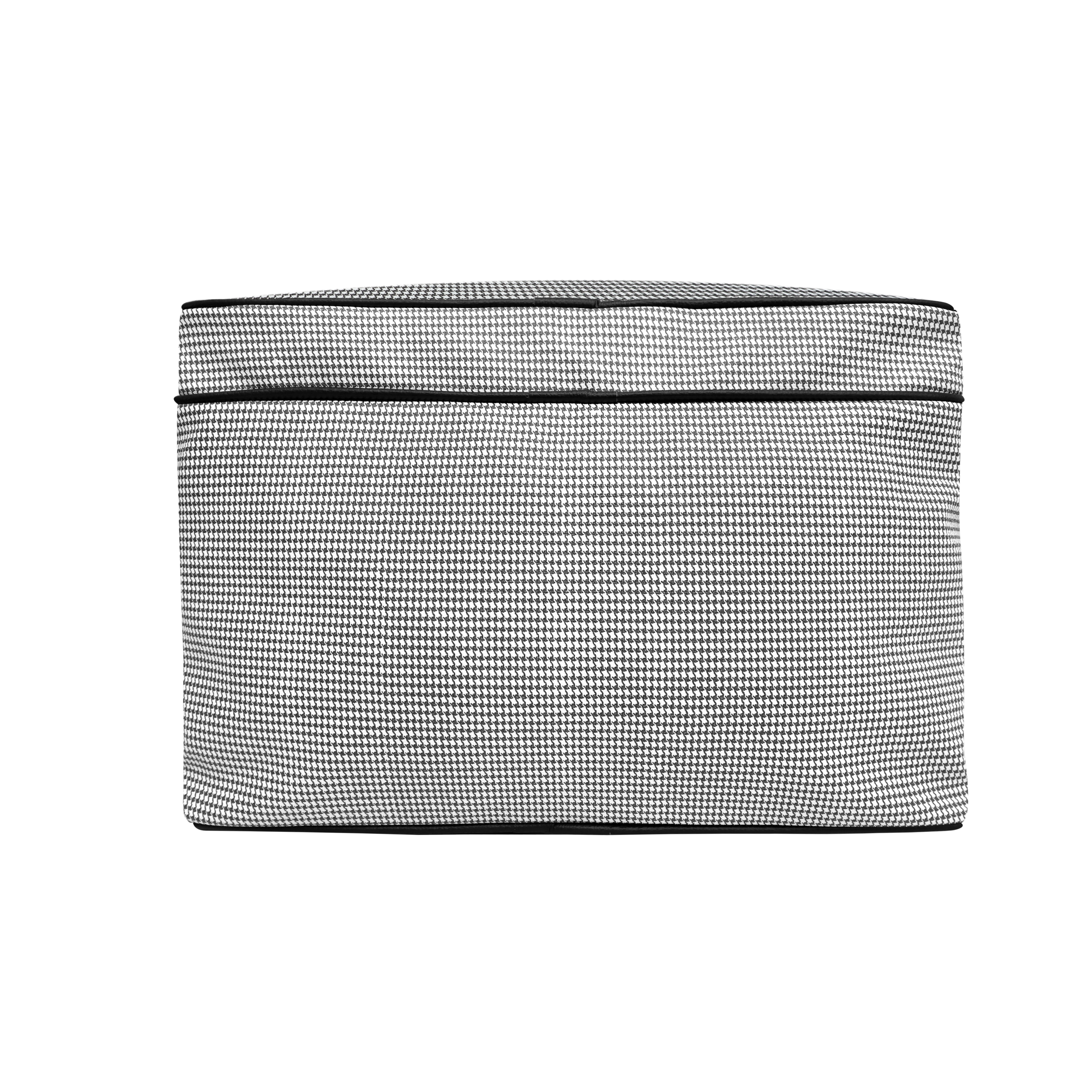 White & Black Duffle Bag - Leather, 15 X 12 X 9 Inch, 25 Liter Capacity , Customized Printed Design With Handles, Zip Closure And Lightweight At 400 Grams