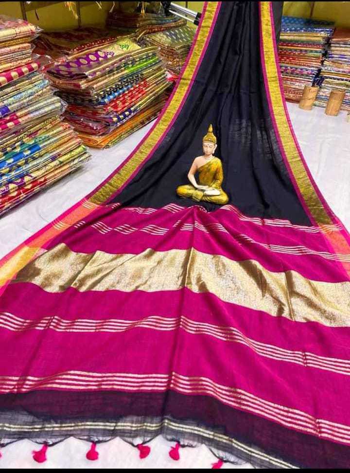 Blue. Jori Border Contrast Pallu Saree