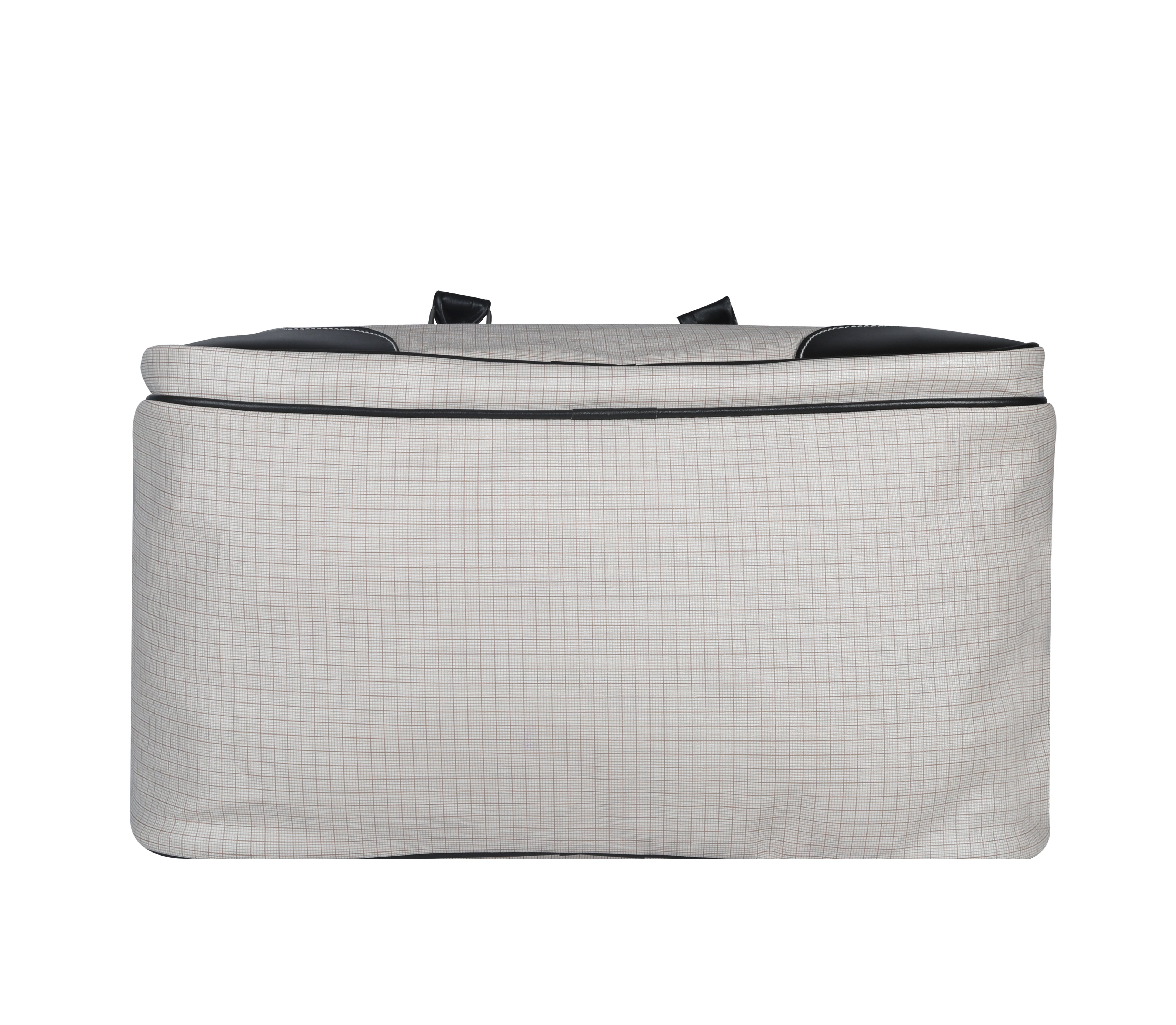 Leatherette Duffle Bag - Pu Leather & Cotton Canvas, 15x12x9 Inch, White & Black | Ideal For Travel, Yoga, Maternity, Gym - Folds Flat For Easy Storage