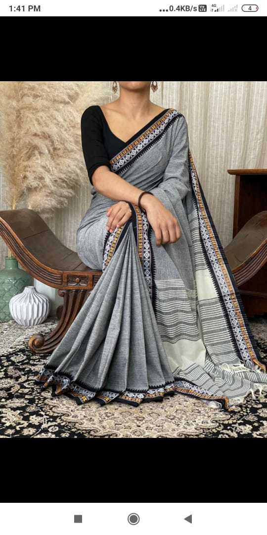 Assam Border Begampuri Saree - Cotton Silk, Off White Color, Lightweight Design, Perfect For Party Wear, Includes Blouse Piece