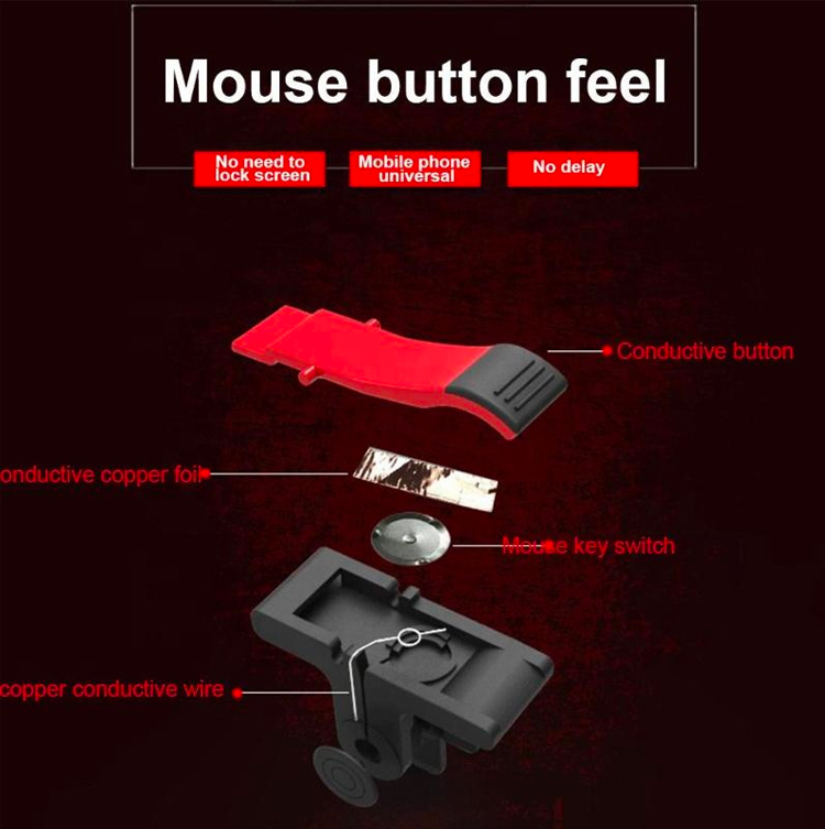 D9 Pubg Fire Key Shooter Controller Fire Button Aim Key Mobile Gaming Trigger L1r1 - Abs Material | Black & Red Color, Adjustable Clip Tightness, Supports Android & Ios