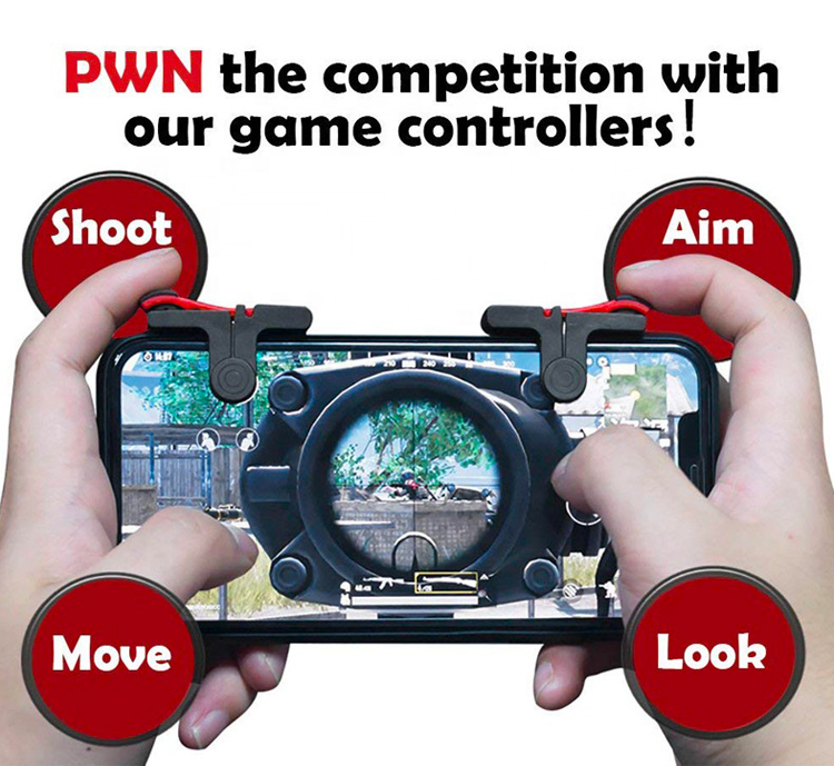 D9 Pubg Fire Key Shooter Controller Fire Button Aim Key Mobile Gaming Trigger L1r1 - Abs Material | Black & Red Color, Adjustable Clip Tightness, Supports Android & Ios