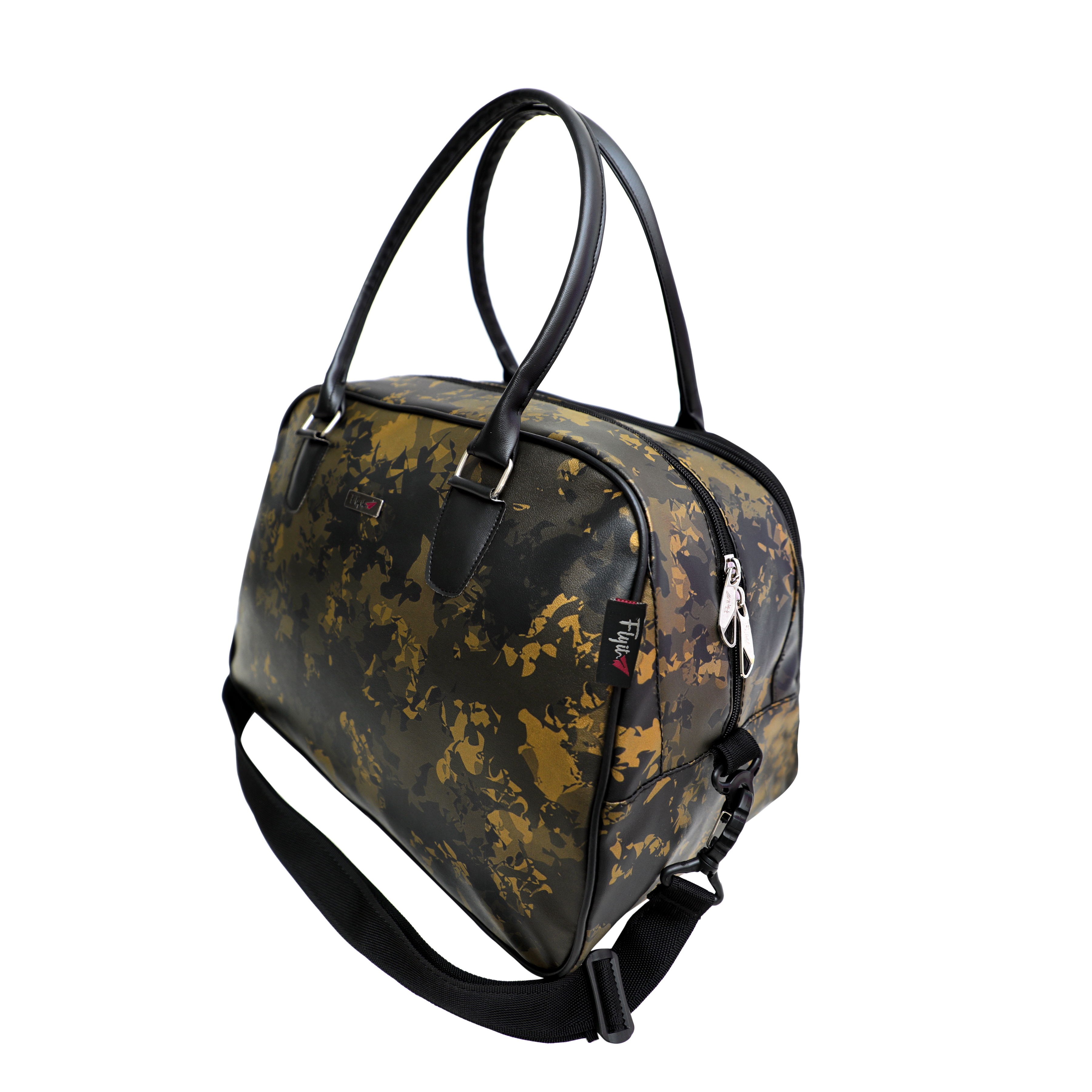 Travel Duffle Bag - Leather, 15 X 12 X 9 Inch, Green | 25 Liter Capacity, Cute Colorful Print Design, Convenient Handles, Zip Closure