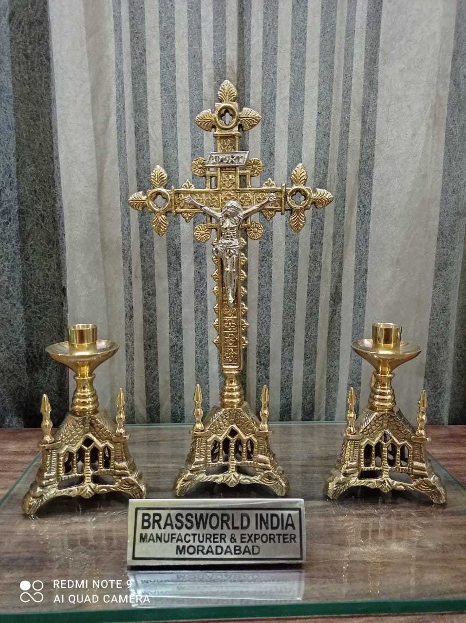 Brass Church Alter Set Of Three With Cross Church Supplies